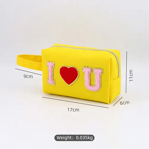 Mens Foldable Plush Zipper High-end Nylon Letter Cosmetic Bag With Handle